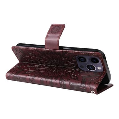 SKALO iPhone 15 Pro Max Mandala Plånboksfodral - Brun