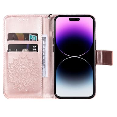 SKALO iPhone 15 Pro Max Mandala Plånboksfodral - Roséguld