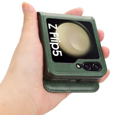 SKALO Samsung Z Flip5 PU-Läder Korthållare Skal - Grön