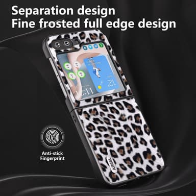 SKALO Samsung Z Flip5 ABEEL Leopard Skal - Silver