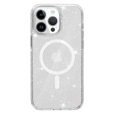 SKALO iPhone 15 Pro Max Glitter Magnetring TPU Skal - Vit