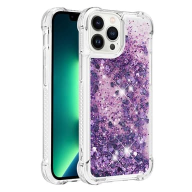 SKALO iPhone 15 Pro Kvicksand Glitter Hjärtan TPU-skal - Lila