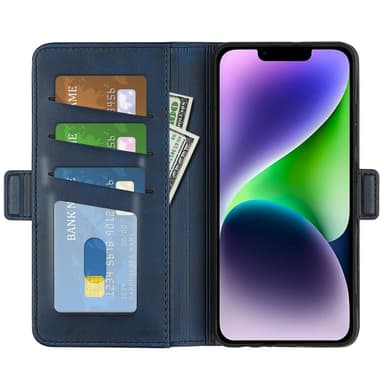 SKALO iPhone 15 Plus Premium Plånboksfodral - Blå