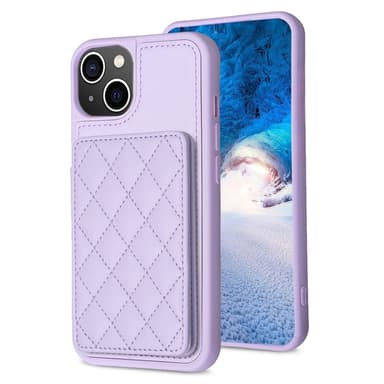 SKALO iPhone 15 Quiltat Skal med Plånbok - Lila