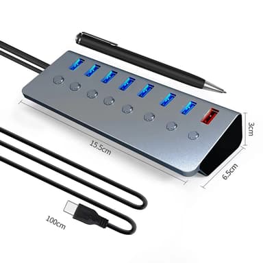 USB splitter USB 3.0-hubb 5Gbps 8-portars individuella LED på/av-bryta