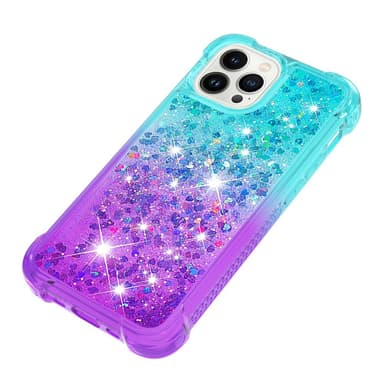 SKALO iPhone 15 Pro Max Kvicksand Glitter Hjärtan TPU-skal - Turkos-Lila