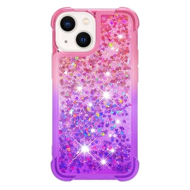 SKALO iPhone 15 Plus Kvicksand Glitter Hjärtan TPU-skal - Rosa-Lila