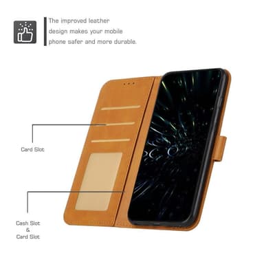 SKALO iPhone 15 Pro Embossed Triangle Plånboksfodral - Ljusbrun