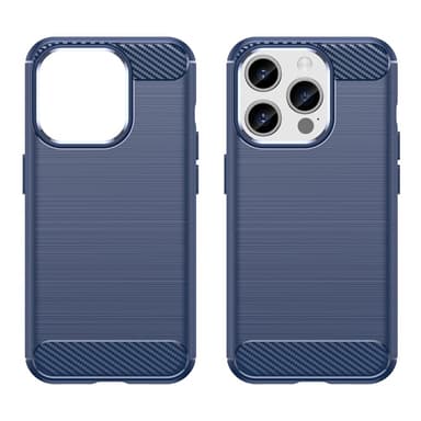 SKALO iPhone 15 Pro Armor Carbon Stöttåligt TPU-skal - Blå