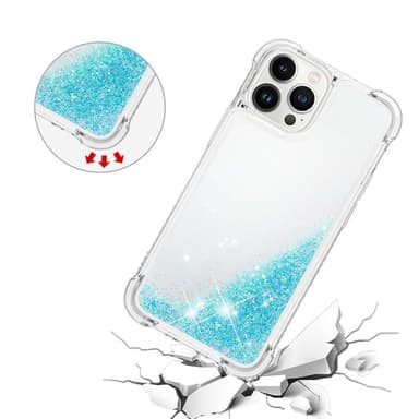 SKALO iPhone 15 Pro Kvicksand Glitter Hjärtan TPU-skal - Turkos