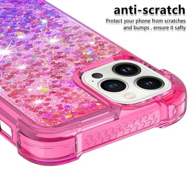 SKALO iPhone 15 Pro Max Kvicksand Glitter Hjärtan TPU-skal - Rosa-Lila