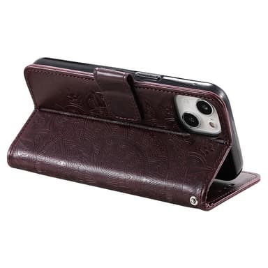 SKALO iPhone 15 Mandala Plånboksfodral - Brun