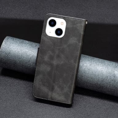 SKALO iPhone 15 Plånboksfodral i PU-Läder - Svart