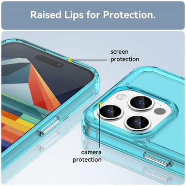 SKALO iPhone 15 Pro Transparent TPU Metalknappar Skal - Turkos
