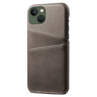 SKALO iPhone 15 PU-Läder Korthållare Skal - Grå