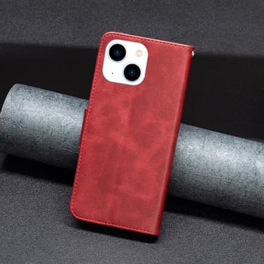 SKALO iPhone 15 Plånboksfodral i PU-Läder - Röd