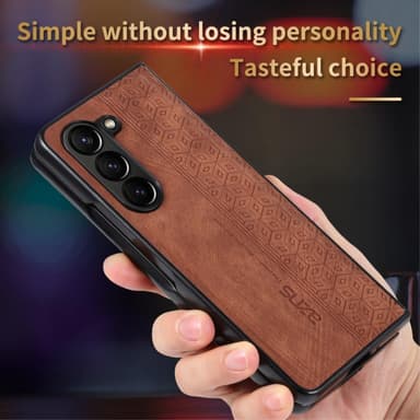 SKALO Samsung Z Fold5 AZNS PU-Läder Skal - Svart