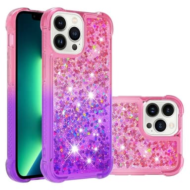 SKALO iPhone 15 Pro Max Kvicksand Glitter Hjärtan TPU-skal - Rosa-Lila