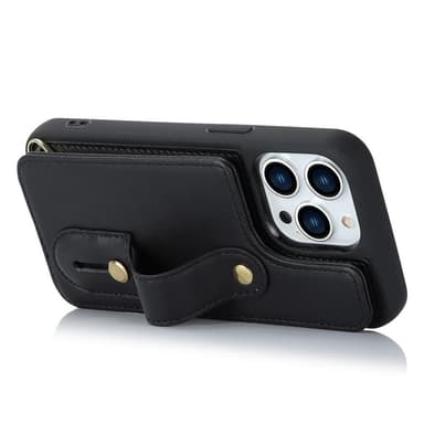 SKALO iPhone 15 Pro PU Läder Skal med Plånbok - Svart
