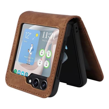 SKALO Samsung Z Flip5 PU-Läder Korthållare Skal - Brun