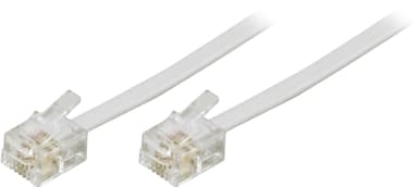 deltaco Modular cable, 6P4C(RJ11) to 6P4C(RJ11), 10m, white