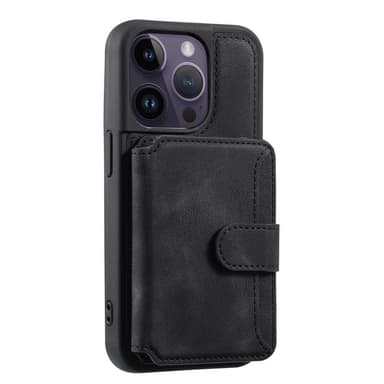 SKALO iPhone 15 Pro Max PU Läder Skal med Plånbok - Svart
