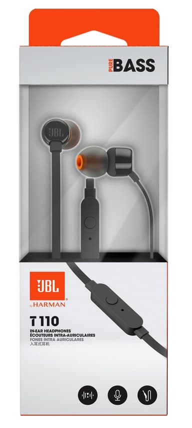 JBL in-ear hörlurar T110 (svart)