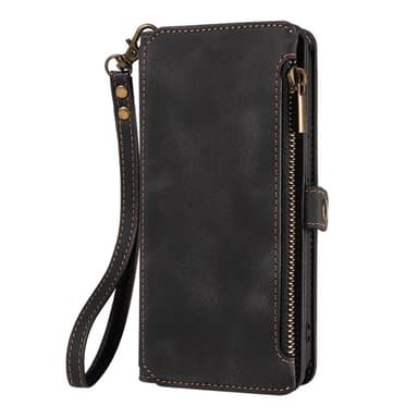 SKALO iPhone 15 Big Wallet 11-FACK Plånboksfodral - Svart