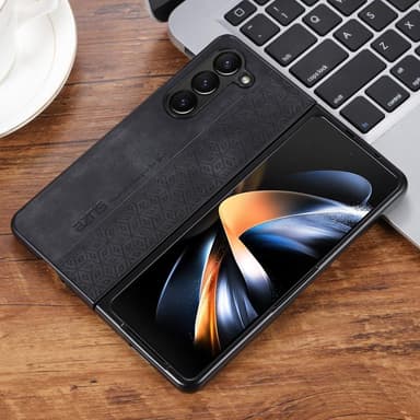 SKALO Samsung Z Fold5 AZNS PU-Läder Skal - Svart