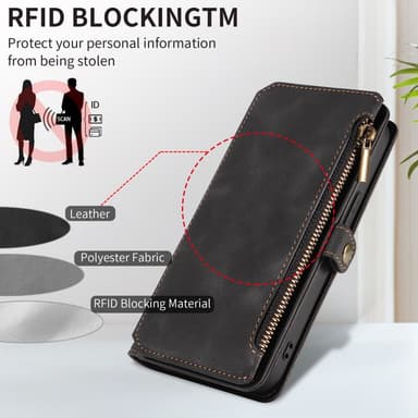 SKALO iPhone 15 Big Wallet 11-FACK Plånboksfodral - Svart