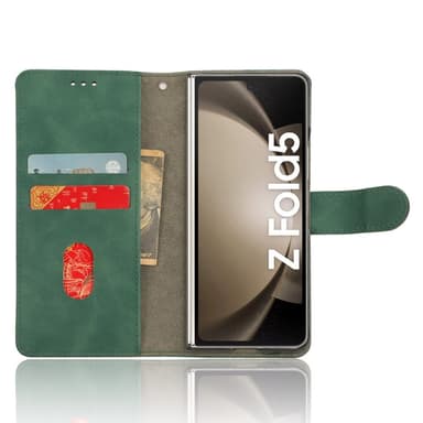 SKALO Samsung Z Fold5 Plånboksfodral i PU-Läder - Grön