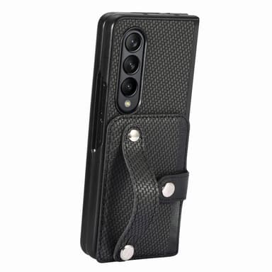 SKALO Samsung Z Fold5 Carbon Fiber Skal med Korthållare / Handtag - Khaki