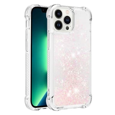 SKALO iPhone 15 Pro Kvicksand Glitter Hjärtan TPU-skal - Rosa