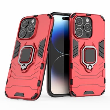 SKALO iPhone 15 Pro Max Armor Hybrid Metallring skal - Röd
