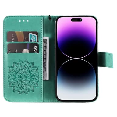 SKALO iPhone 15 Pro Max Mandala Plånboksfodral - Grön