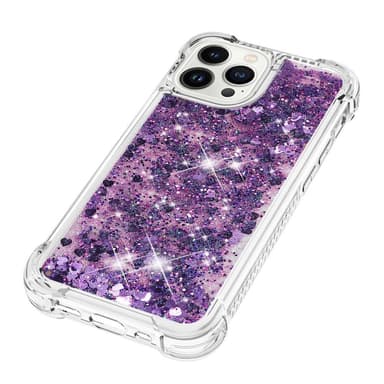 SKALO iPhone 15 Pro Kvicksand Glitter Hjärtan TPU-skal - Lila
