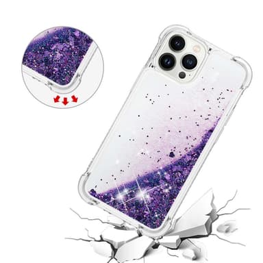 SKALO iPhone 15 Pro Kvicksand Glitter Hjärtan TPU-skal - Lila