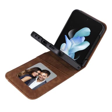 SKALO Samsung Z Flip5 PU-Läder Korthållare Skal - Brun
