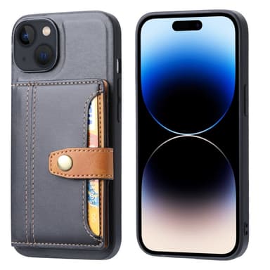 SKALO iPhone 15 PU Läder Skal med Plånbok - Svart