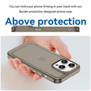 SKALO iPhone 15 Pro Transparent TPU Metalknappar Skal - Grå