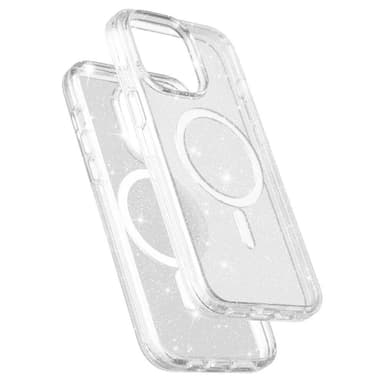 SKALO iPhone 15 Pro Max Glitter Magnetring TPU Skal - Vit