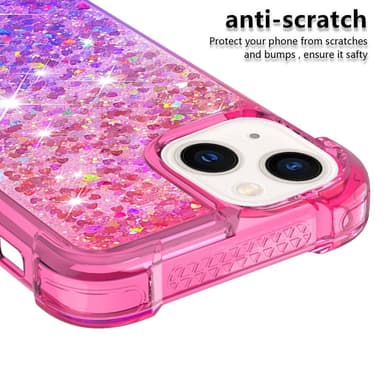 SKALO iPhone 15 Plus Kvicksand Glitter Hjärtan TPU-skal - Rosa-Lila
