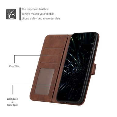 SKALO iPhone 15 Pro Embossed Triangle Plånboksfodral - Brun