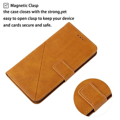SKALO iPhone 15 Embossed Plånboksfodral i PU-Läder - Ljusbrun