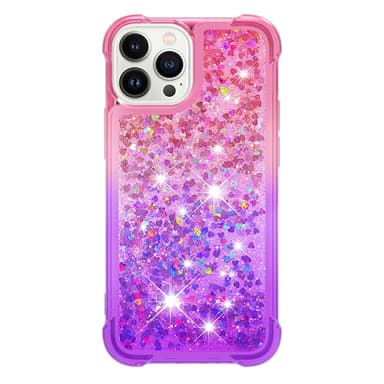 SKALO iPhone 15 Pro Max Kvicksand Glitter Hjärtan TPU-skal - Rosa-Lila