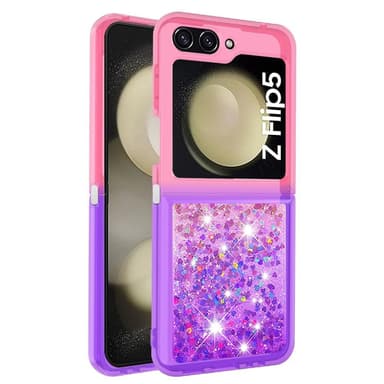 SKALO Samsung Z Flip5 Kvicksand Glitter Hjärtan TPU-skal - Rosa-Lila