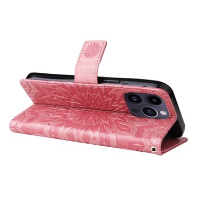 SKALO iPhone 15 Pro Max Mandala Plånboksfodral - Rosa