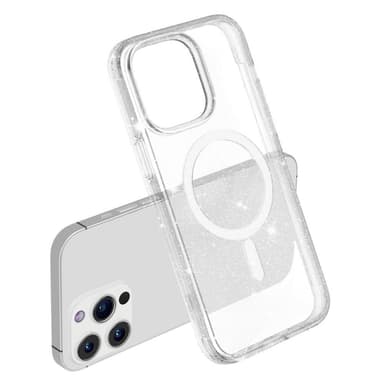 SKALO iPhone 15 Pro Max Glitter Magnetring TPU Skal - Vit