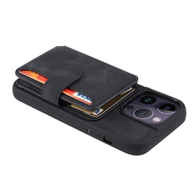 SKALO iPhone 15 Pro Max PU Läder Skal med Plånbok - Svart