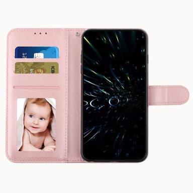 SKALO iPhone 15 Pro Embossed Triangle Plånboksfodral - Roséguld